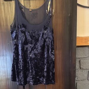 Free People Navy Blue Velvet Camisole